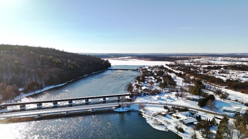 Snowy River Scene from Above in Frankford Ontario Canada