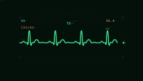 Medical patient monitor with green ECG heart rate waveform and vital signs cardiac display - Powered by Shutterstock - Get 15% off with code: PIKWIZARD15