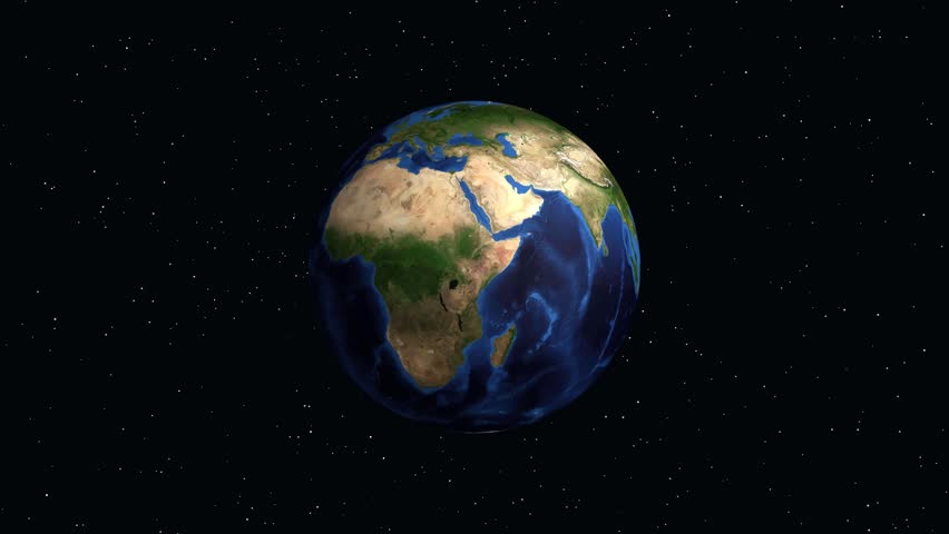 A 3D globe rotates and zooms into Eastern Europe, pinpointing Ruse, Bulgaria with data