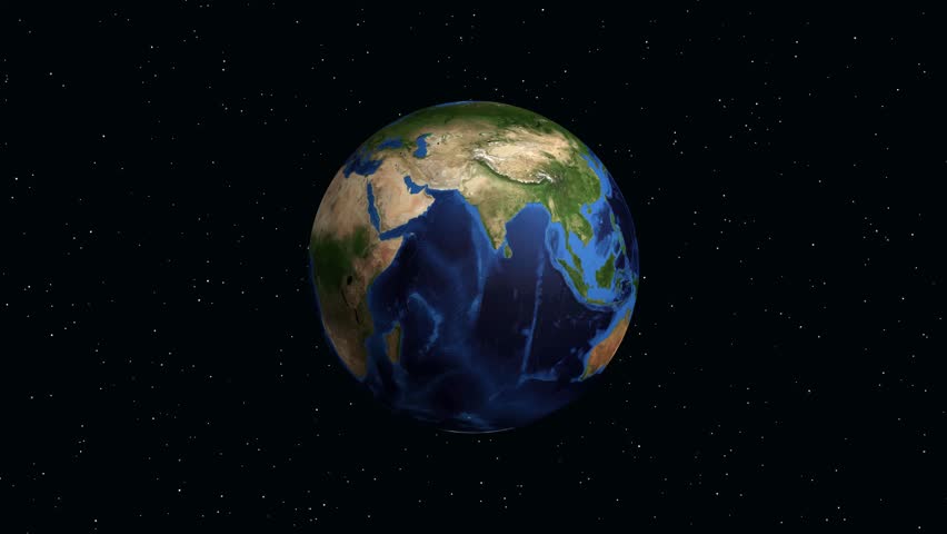 Digital earth rotates and zooms into South America, highlighting Teresina, Brazil with informational text