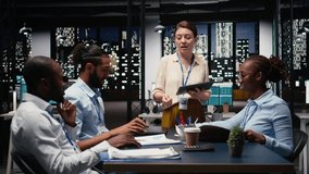 Office management executives doing business meeting, working together for action plan and project strategy. Colleagues emphasizing teamwork, doing research for startup organization. - Powered by Shutterstock - Get 15% off with code: PIKWIZARD15