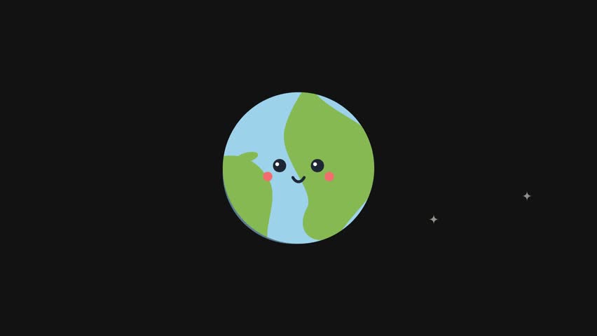Animated globe with a happy expression