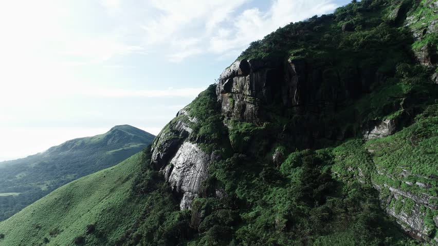 An aerial view of a vast rocky mountain landscape, showcasing rugged terrain, dramatic cliffs, winding valleys, and breathtaking natural beauty beneath expansive open skies