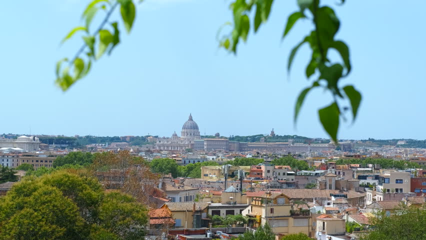 Scenic view of rome cityscape with saint peter