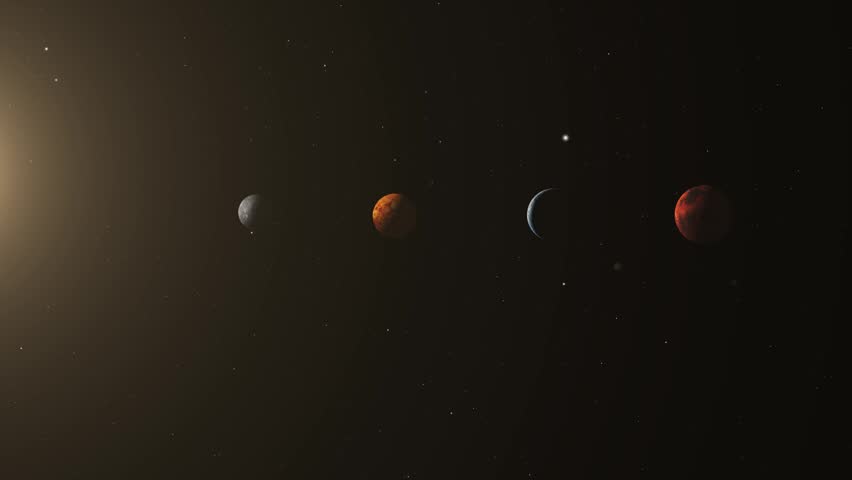 Alignment of Mercury Venus Earth and Mars Bathing in Solar Light