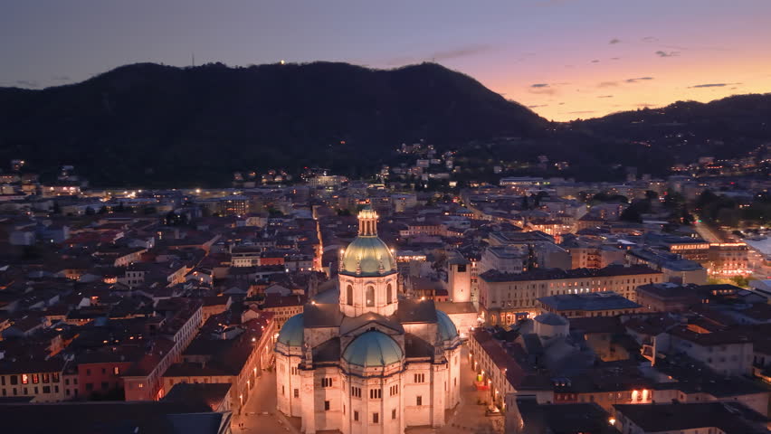 Aerial view of the Cattedrale Santa Maria, Como. Italy