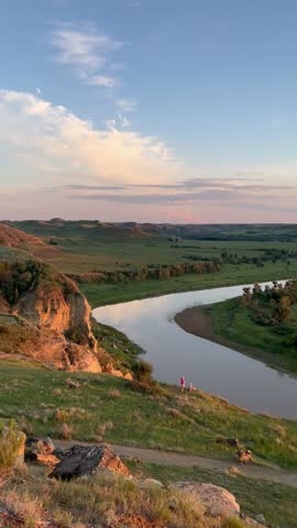 Sunset Over River in Theodore Roosevelt National Park 