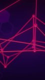 Vertical video: Playback starting, neon mesh pulsing with nodes and lines over code, showing tech. Network, geometric, abstract, magenta, purple, visualization, vertical video - Powered by Shutterstock - Get 15% off with code: PIKWIZARD15