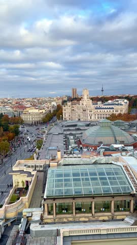 Aerial view of Madrid cityscape in autumn