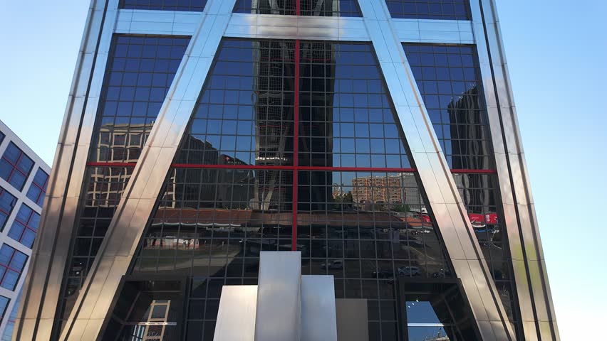 A set of office skyscrapers in the Plaza Castilla in the city of Madrid.