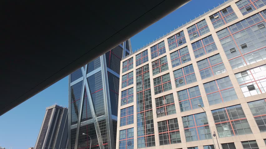 Steel and glass buildings in Plaza Castilla in Madrid, the capital