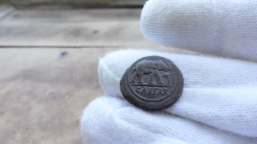 Julius Cesar Roman Coin. Numismatic Concept