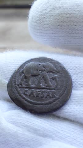 Julius Cesar Roman Coin. Numismatic Concept