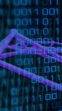 Vertical video: Loop starting, purple network shifting right, stretching links, mapping binary grid. Abstract, datastream, visualization, neon, motion, digital, vertical video - Powered by Shutterstock - Get 15% off with code: PIKWIZARD15