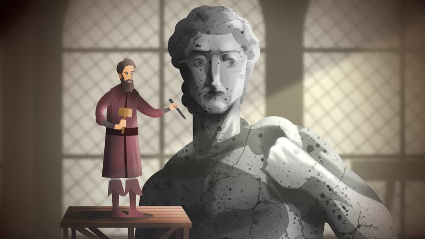 michelangelo sculpting the giant statue of david