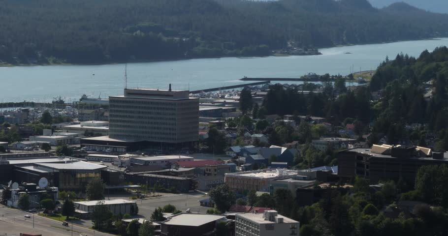 Beautiful view over the Gastineau channel and Juneau city, Alaska.