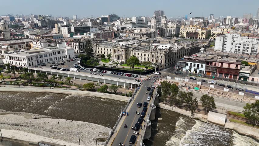 Lima Skyline In Lima Metropolitan Region Peru. Birds Eye View Of Stunning Cityscape With Streets And Buildings. Business Sky Clouds Downtown Cityscape. Backgrounds Panoramic City.