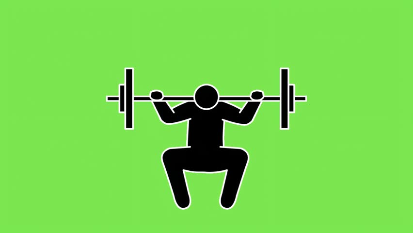 Weight lifting Icon Silhouette on green screen background – Strength Training and Fitness Illustration