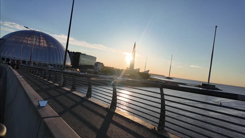 St. Petersburg Skyline with Lakhta Tower from Yacht Bridge