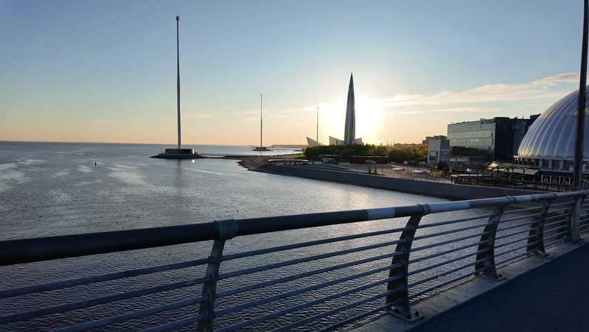 St. Petersburg Skyline with Lakhta Tower from Yacht Bridge