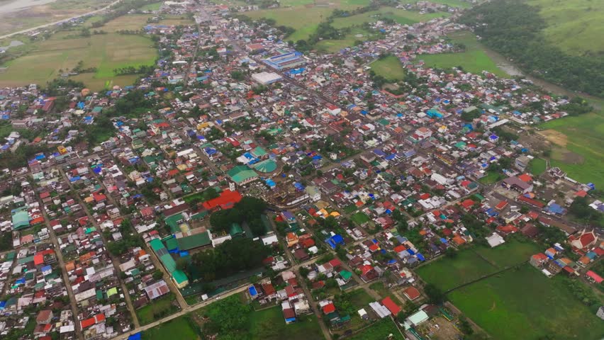 Aerial view of Bambang Nueva Vizcaya Philippines showing colorful town layout