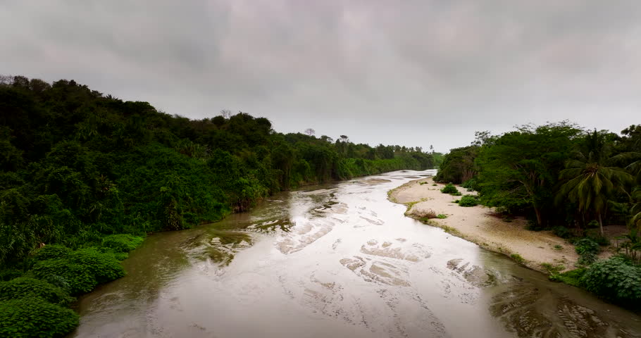 Remote Jungle Habitat,Tropical Waters, Wetland Landscapes, Rio Piedras, Los Naranjos, Colombia, South America, Cinematic Aerial Views