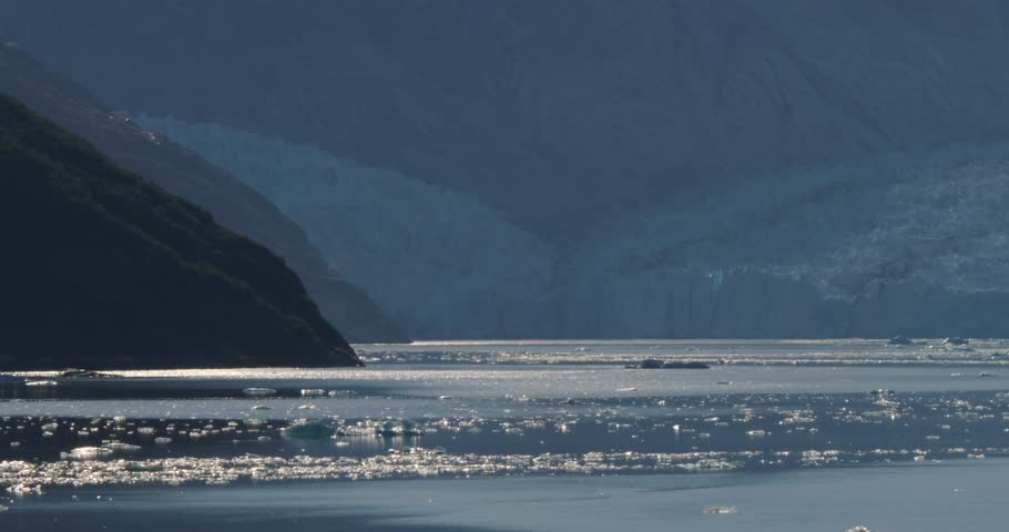 Dawes Glacier is a tidewater glacier, Endicott Arm fjord, Alaska.Early morning scenic cruising at the glacier.