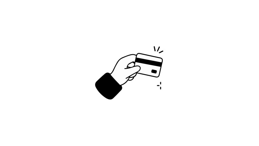 Minimal Hand Holding Credit Card Line Art Motion 4K