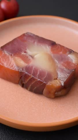 Tuna and salmon roll, smoked fish. Tuna and salmon roll as a food background for your design
