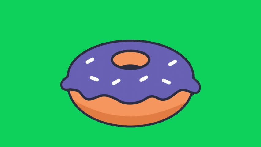 A donut with purple icing and sprinkles is shown being bitten into over three frames, capturing the action of someone