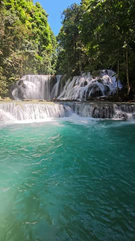 Scenic cascade waterfalls in Sulawesi, Indonesia