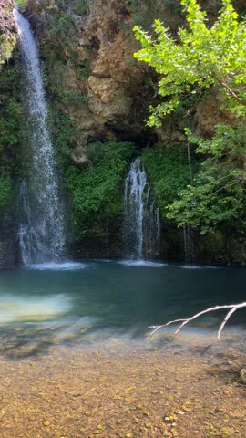 Natural Falls State Park Colcord Oklahoma.   Water falls 90ft into a natural pool before continuing south 