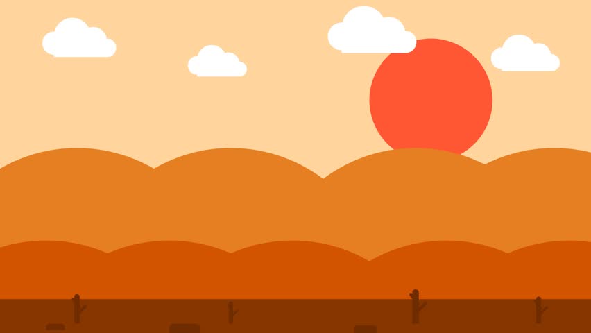 Flat vector tank patrolling stylized desert hills during sunset Ideal for game assets educational military history or tactical marketing Vibrant minimalist backdrop for clean UI design