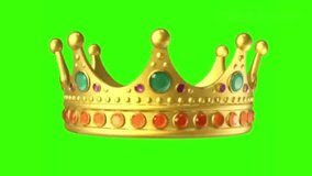 Golden royal crown with colorful gemstones and white smoke isolated on green background luxury king symbol illustration - Powered by Shutterstock - Get 15% off with code: PIKWIZARD15