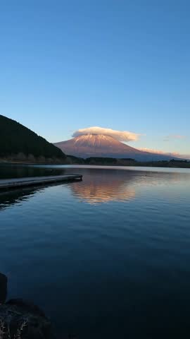 Landscape Lake Tanuki is a lake near Mount Fuji, Japan. It is located in the city of Fujinomiya, Shizuoka Prefecture, and is part of the Fuji-Hakone-Izu National Park. Stable Footage Nature Travel and Sightseeing  