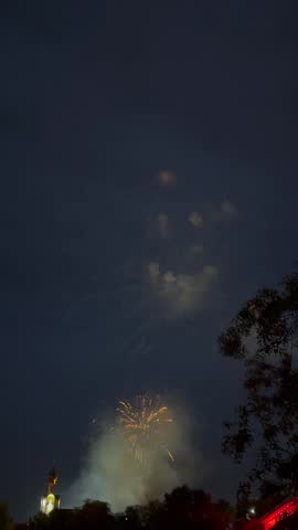 Fireworks lightning up over the City at Night