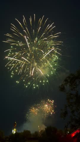 Fireworks lightning up over the City at Night