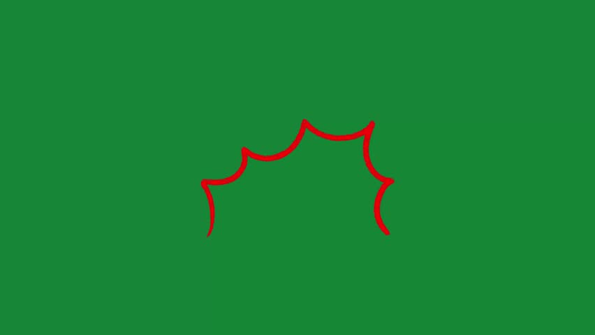 Hand Drawn Red Sharp Burst Animation on Green Screen Overlay