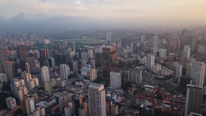 Aerial View of São Paulo Skyline at Sunset Brazil