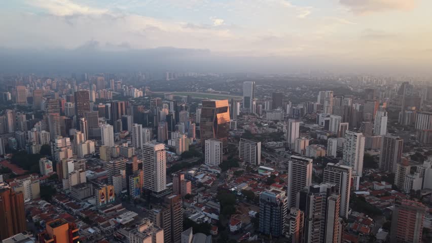 Aerial View of São Paulo Skyline at Sunset Brazil