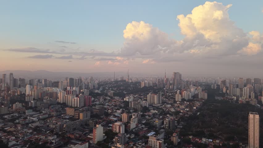 Aerial View of São Paulo Skyline at Sunset Brazil