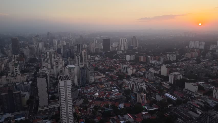 Aerial View of São Paulo Skyline at Sunset Brazil