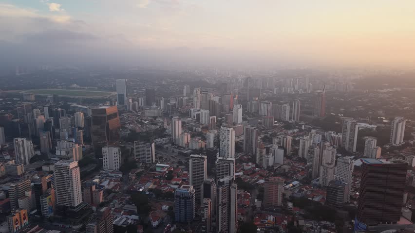 Aerial View of São Paulo Skyline at Sunset Brazil
