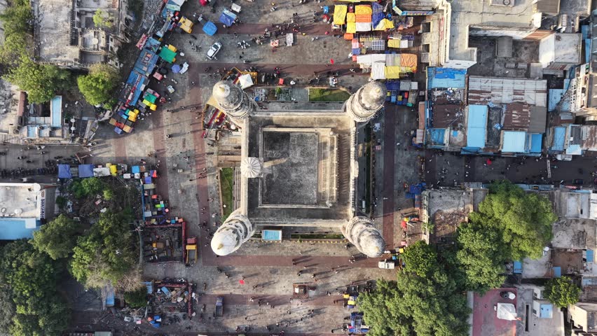 Aerial shot of Charminar in Hyderabad, India