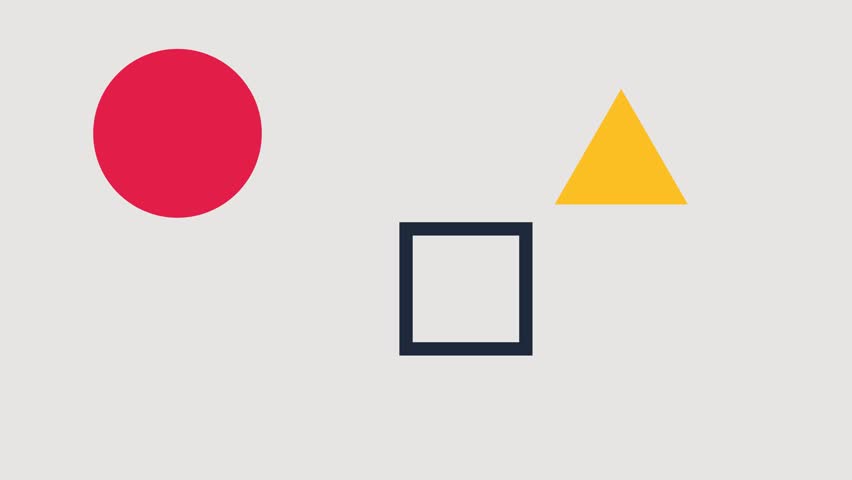 Geometric shapes in vibrant red, black, and yellow contrast