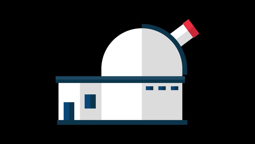 Minimalist illustration of a contemporary building featuring an arched roof, rectangular windows, and a flag on a pole, set against a dark backdrop.