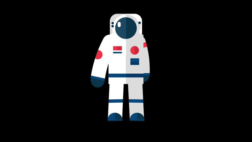 Digital illustration of a stylized astronaut in a white and blue suit with national flags, floating against a black space background.