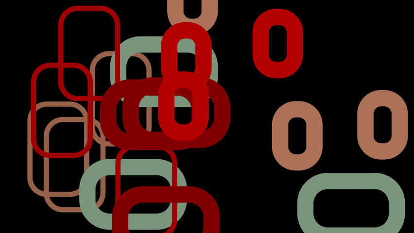 Numerous blue geometric shapes moving and overlapping against a dark backdrop