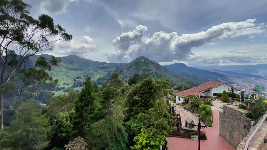 Panoramic Aerial View of Bogota Cityscape from Monserrate Mountain