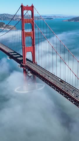Golden Gate Bridge Aerial At San Francisco In California United States. Megalopolis Downtown Cityscape. Business Travel. Golden Gate Bridge Aerial At San Francisco In California United States.